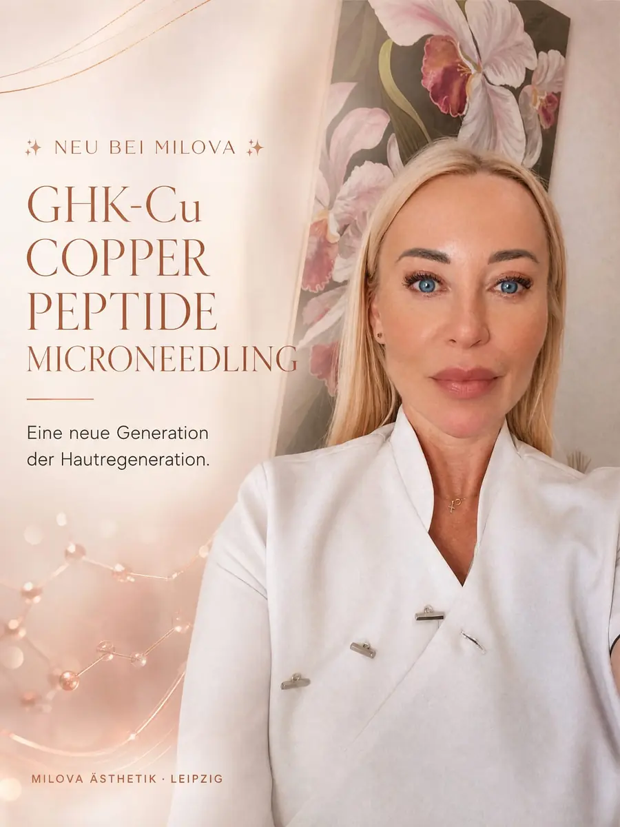 Marina Malikova, ästhetische Dermakosmetikerin, zur neuen GHK-Cu Kupferpeptide Microneedling-Behandlung in Leipzig